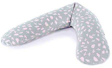 Theraline Coussin d'allaitement 190 cm avec garnissage en épeautre et housse en forme de fleurs