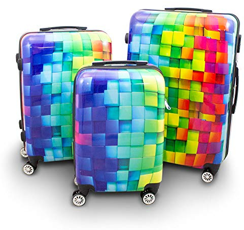 Berwin® Design Koffer Reisekoffer Trolley Hartschalenkoffer Polycarbonat mit 4 Rollen als Set (Cube, 3er Set (M/L/XL))