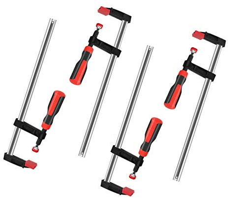 4 Piezas Sargentos de Barra, Abrazadera de Barra Set Juego de Tornillos de Apriete de Acero Fundido Maleable, Pinzas de Sujeción en F para Trabajos de Madera