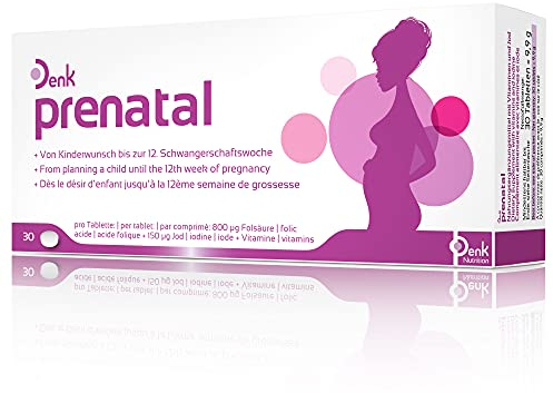 prenatal Denk: Nahrungsergänzungsmittel mit Vitaminen und Jod beim Kinderwunsch und während der Schwangerschaft, 30 Tabletten