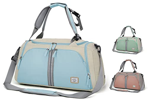 WindTook Sporttasche Damen 40L Fitnesstasche Frauen Trainingstasche mit Schuhfach Reisetasche Duffel Bag Weekender Schwimmtasche Tanztasche Sport Gym Tasche Travel Bag für Yoga, 53x27x27 cm, Blau-40L