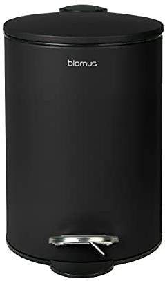 Blomus Treteimer -TUBO- 3 Liter | Farbe Black Matt | Ø17 x 24,5 cm | Abfalleimer aus Edelstahl | Mülleimer mit herausnehmbaren Inneneimer
