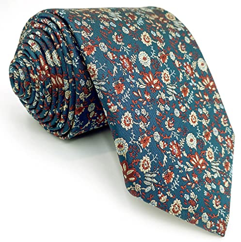 S&W SHLAX&WING Cravatte floreali per uomo multicolore alghe verdi matrimonio classico dimensioni 147 cm x 8 cm