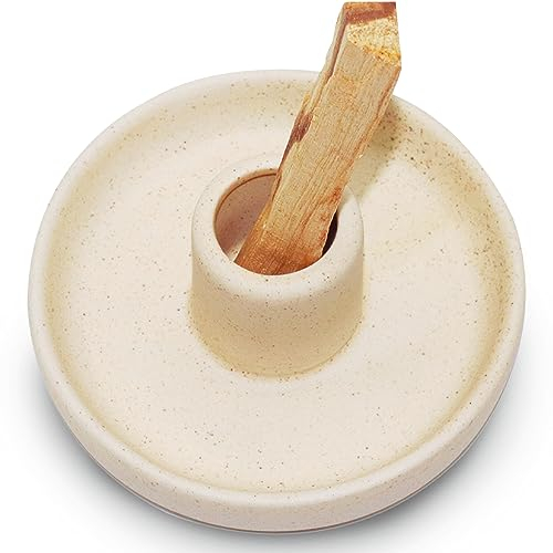 BEYLAB Palo Santo Halter, Räucherstäbchenhalter für Palo Santo Sticks Brenner räucherholz, Meditations Yoga Holz Brenner Schüssel Ständer mit Aschenfänger Modern Minimalistisch - Beige