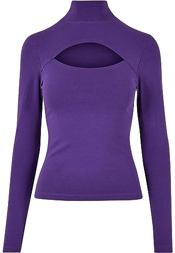 Urban Classics Damen Camiseta Mujer Cuello Alto Recortado Manga Larga realviolet L