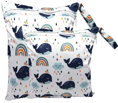 Loscarol,2 Stück wetbag Kindergarten groß，nasstasche Wet Bag windeltasche klein，nassbeutel Kindergarten personalisiert for Baby stoffwindeln (Alpaka)