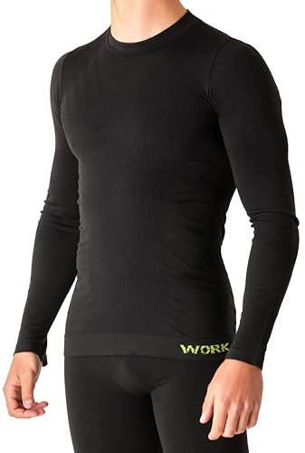 NOLOGO KATIACALZE Maglia Termica Uomo Manica Lunga da Lavoro - Maglia Tecnica Traspirante, Intimo Termico Uomo Invernale, Senza Cuciture né Etichette, Elasticizzato - Made in Italy, XXL
