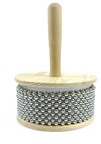 LOONELO Wooden Hand Cabasa with Stainless Steel, Hand Shaker Percussion Instrument with Metal Beads for Adults Band Music Education Classroom Music or Playing at Home