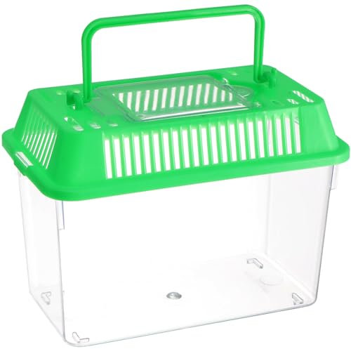 ULTECHNOVO Plastic Fish Aquarium - Mini Portable Tank - Handheld Fish Tank with Handle for Small Animals Insects Turtles (Random Color Lid)