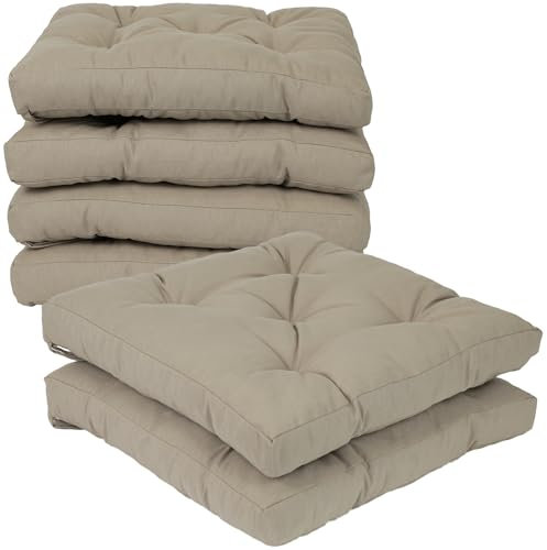 Viste tu hogar Pack 6 Cojines para Silla, 45x45x5 CM, Efecto Tridimensional, Relleno de 100% Poliéster, Ideal para Comedor, Terraza, Sala y Restaurante, Color Beige, Fabricado en España