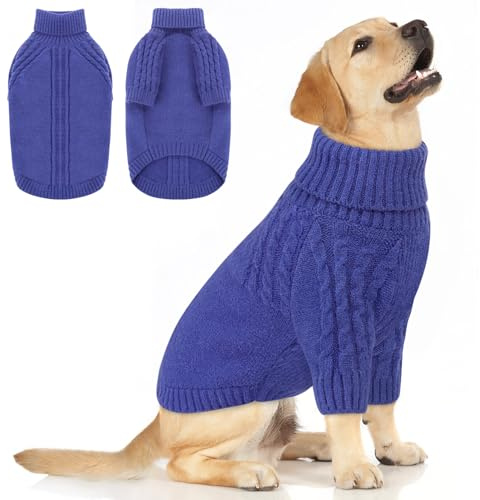 Queenmore Maglione Cane XL, Maglieria con Maniche Lunghe per Inverno | Adatto A Labrador, Border Collie, Golden Retriever - Maglione Natalizio (Blu, XL)