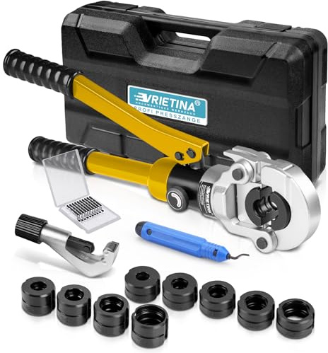 Hydraulisk krymptång med rörskärare och avgradare, pressverktyg VVS Ø12-28 mm kopparrör crimptång med hög hårdhetsform för koppar 12,15,18,22,28 mm och PEX-AL-PEX 16,20,26,32 mm