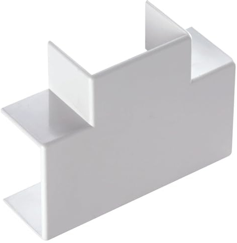Giunto a T, derivazione a 2 uscite, per minicanalina 22x10mm, bianco, in PVC, tecnopolimero ad alta resistenza, mini canaline, canale per cavi elettrici, impianto elettrico