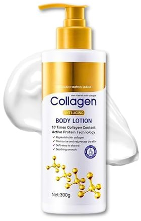 Collagen Bodylotion 300ml - Feuchtigkeitscreme mit Haut Straffender Wirkung - Body Lotion Damen - Körpercreme gegen Falten & Trockenheit - Körperpflege Geschenk für Frauen，Körperlotion