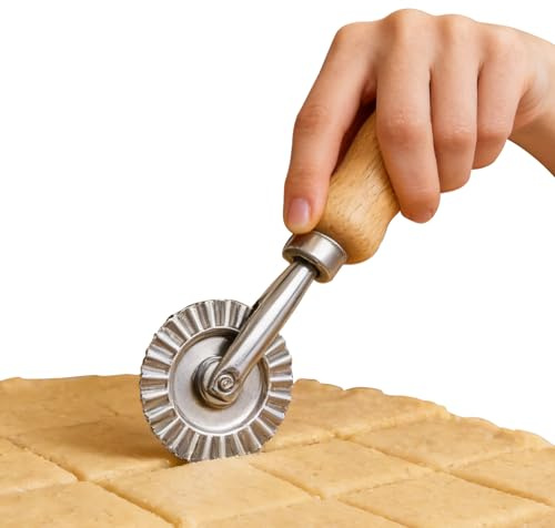 Rueda Cortadora de, Herramienta De Cocina Para Repostería Con Mango De Madera, Cortador De Diámetro 3.8 Cm Para Base De Tarta, para Cocinar Preparar Pizza Galletas Tarta y Repostería