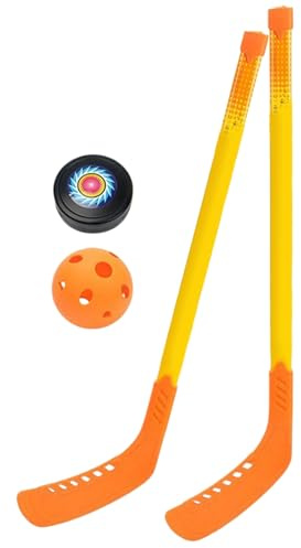 Hockeyklubba set – lätt sport träningskit, 2 delar ergonomiskt stickpar, 70,5 cm längd + och platta bollar, resistent ABS-polymer – för utomhus och trädgård