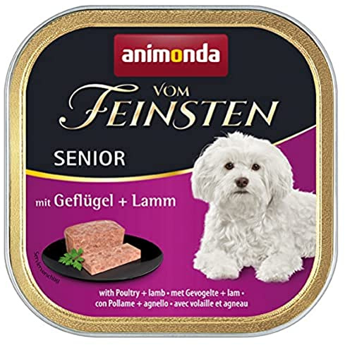 Nourriture pour chien Vom Feinsten Senior d’animonda, nourriture humide pour chien de plus 7 ans, avec volaille + agneau, 22 x 150 g