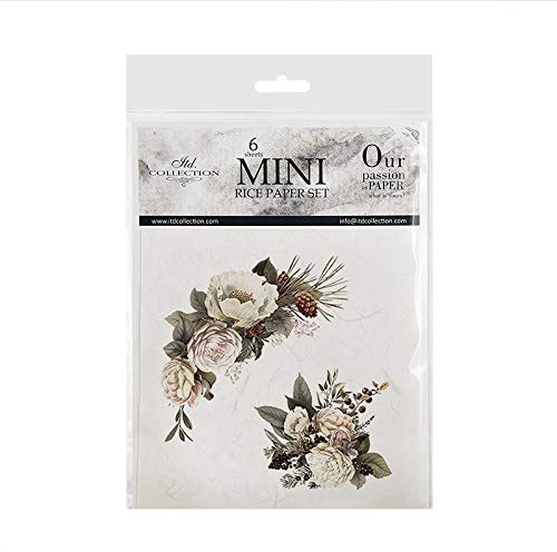 ITD Collection - Mini papel de arroz Set creativo 14,8 x 14,8 cm (6 hojas), papel de arroz decoupage para scrapbooking y manualidades, multicolor (RSM027- HS code 48021000)