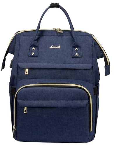 LOVEVOOK Zaino per PC Donna Multitasche, Laptop 17 Pollici Portatile, Zaino Impermeabile con Caricatore USB, Borsa da Viaggio Lavoro Scuola Ufficio, Navy blu