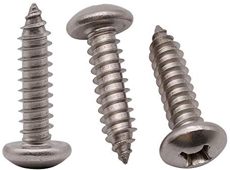 #8 x 1 (100 Pack) Stainless Steel Phillips Pan Head Wood Screws, Stainless Steel 304 (18-8), Pan Head Sheet Metal Screws Self Tapping for Wood