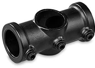 pamo Temperguss Fitting 4-Fach-Klemme - für DIY Kleiderstange im Industrial Loft Design | Klemme | pulverbeschichtet Wasserrohr in schwarz für Do-It-Yourself Garderobe/Kleiderschrank