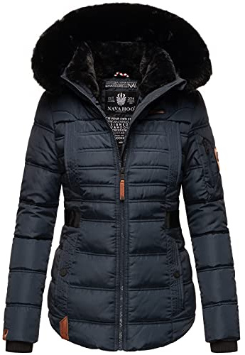 Navahoo Designer Damen Winter Jacke Steppjacke Winterjacke Stepp gesteppt B844 [B844-Melik-Navy-Gr.XS]