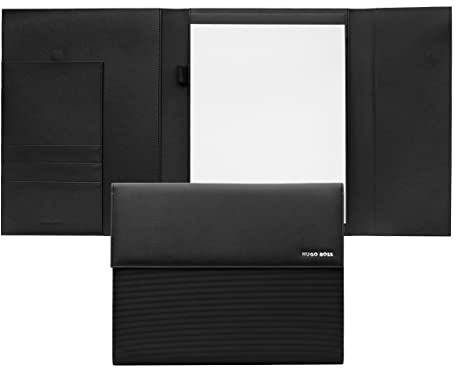 Hugo Boss Schreibmatte Pinstripe A4 aus Kunstleder in der Farbe Schwarz, 23 x 17,5 x 2 cm, HDF210A