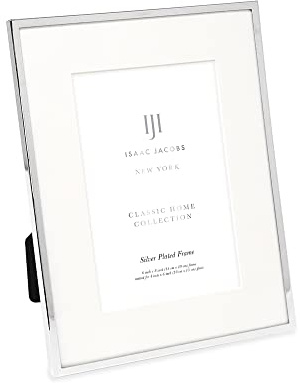 Isaac Jacobs 6x8 (Matted 4x6) Silver Metal Picture Frame, Classic Metal Photo Frame Made For Tabletop & Hanging Display, Home and Office Décor, Photo Gallery and Wall Art (6x8 (Matted 4x6), Silver)