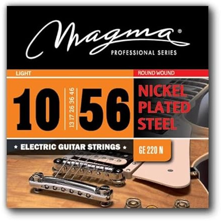 Magma - 1 Juego de Cuerdas para Guitarra Eléctrica de Acero Niquelado – Tensión Liviano 7 cuerdas (10, 13, 17, 26, 36, 46, 56) – Cuerdas 7 string Light 1 Set (GE220N)