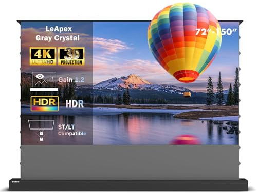 WUPRO LeApex Pantalla de Proyección Retráctil Eléctrica Gray Crystal CLR- Pantalla Inteligente 4K Ultra HD Mejora 3D de 110 Pulgadas para Proyectores de Distancia Normal y Larga