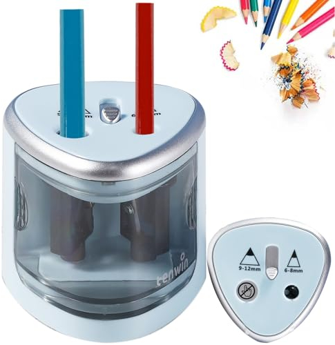 Elektrischer Bleistiftspitzer, Elektrischer Anspitzer kinder, Elektrischer Spitzer Dicke und Dünne Stifte, Elektrischer Bleistiftspitzer Spitzer für Kinder Doppelloch, für Kinder Büro und Home
