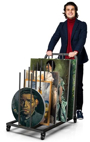 lesolar Scaffale in tela artistica con ruote, supporto per pittura ad asciugatura artistica, cavalletto per lavagna da disegno, pannelli, blocchi di carta per studi artistici, opere d'arte, gallerie