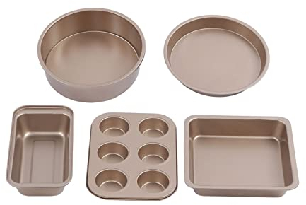 YAOGOHUA Backformen-Set, professionelles Backformen-Set aus Karbonstahl mit Kuchen-Backformen, Pizzablech für die Küche zu Hause (Gold)