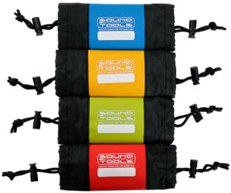 4 Pack Connector Protector from Sound Tools - Blue, Yellow, Green, red Canvas Connector Cover with Cord and Cinch