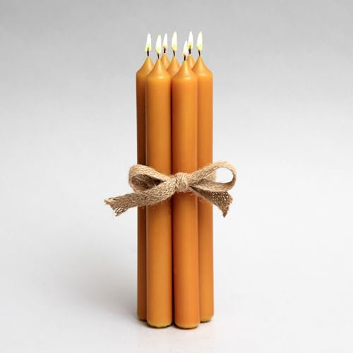 4 Beeswax Taper Candles 9 (230mm) - Hand-Dipped, Bundle of 2 Pairs, Over 11 Hours Burn Time, Air-Purifying, Dripless, Natural Light for Home, Events, and Relaxation - Illuminate Your Life