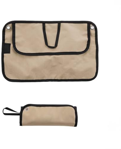 WAZUBC Pochette de Rangement Portable pour Couverts Oxford Sac de Rangement pour Cuillère, Fourchette, Baguettes, Couverts de Camping (Kaki)