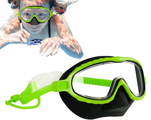 Flkiglm Children's Swimming Goggles with Nose Cover, Swimming Goggles, Anti-Fog and Waterproof Diving and Swimming Goggles for Girls Age 4-16 Years