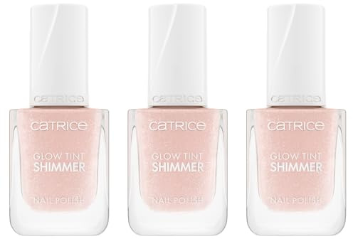 Catrice Glow Tint Shimmer Nail Polish, Nr. 030, Nude, aufhellend, Einfach zu entfernen, farbkorrigierend, natürlich, vegan, ohne Mikroplastikpartikel, ohne Parfüm, ohne Parabene, 3er Pack (3x10.5ml)