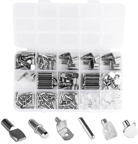 130 Stück Regalbodenträger 5mm 6mm, Einlegeboden Halter, Bodenträger für Einlegeböden, Regalbodenhalter, Metall Regalstifte für Kleiderschrank Bücherregal Schränke Küchenschrank(6 Stile)
