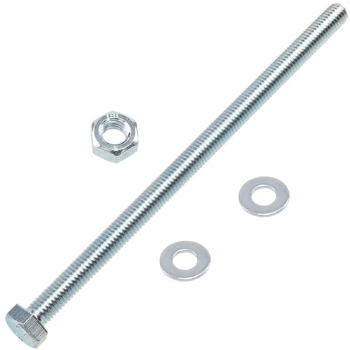 AERZETIX - Set di 5 bulloni М8X150 mm con testa esagonale + 10 rondelle M8x16 mm + 5 dadi esagonali M8 per il fai da te e il fissaggio leggero | acciaio