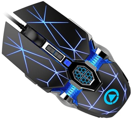 Vaguelly Mouse da Gaming USB con Illuminazione LED Rgb Rivestimento Antiscivolo e Programmazione Macro Mouse da Computer con per Giocatori Design Ergonomico e Resistente Compatibile e