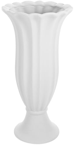 Ipetboom Vaso per Fiori da Cimitero in Ceramica Grigio-Bianco Portafiori Commemorativo per Tombe Decorazione Resistente per Lapidi e Uso Esterno