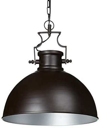 Relaxdays Hängeleuchte Industrie matt HBT ca. 146 x 40,5 x 40,5 cm Hängelampe mit großem glockenförmigen Lampenschirm im Industriestil Pendelleuchte aus Metall Pendellampe E27 bis 40W, dunkelbraun