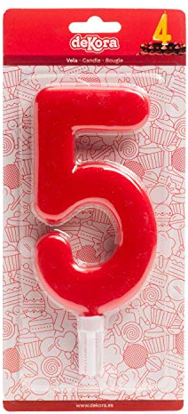 Dekora - Geburtstag Party Deko Kerze XXL Rot - Nummer 5