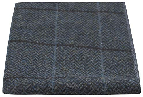 King & Priory Fiskbensdesign rutig havsblå näsduk, kuvertväska, Blå, one size