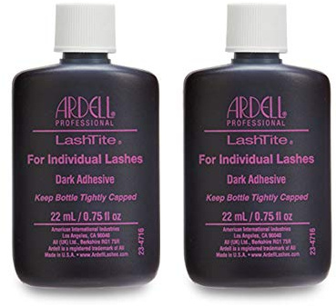 Ardell LashTite Lash Adhesive, Dark Eyelash Glue for Individual Lashes - Long-Lasting Waterproof Lash Glue, 0.75 oz, 2 Pack