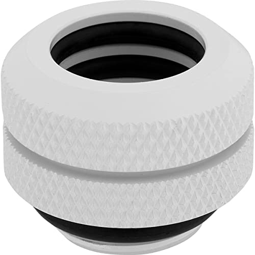 Corsair Hydro X Series XF Hardline da 12 mm OD Raccordi, Confezione da Quattro (Filettature Delle Porte BSPP da G1/4 di Pollice, Design a Doppio O-Ring, Compatibili con gli Adattatori Hydro X) Bianco