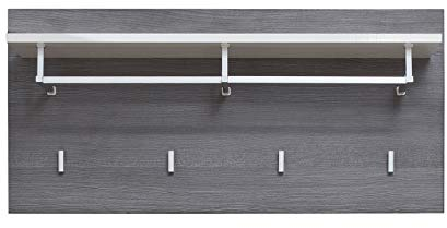 trendteam smart living - Line - Garderobenpaneel - Weiß Hochglanz/Grau - Kleiderpaneel mit 1 Kleiderboden, 1 Kleiderstange, 4 Kleiderhaken - (BxHxT) 80 x 40 x 28 cm - chromglänzende Haken