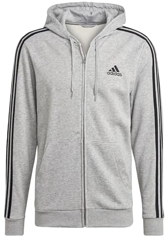 adidas Essentials French Terry 3-Stripes Felpa con Cappuccio E Cerniera Uomo