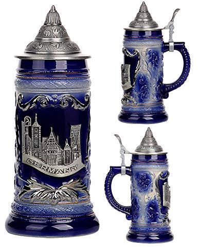 0.6L Bierkrüge Gläser Trinkgeschirr Geprägter Bayerischer Bierkrug Münchner Oktoberfest Stein mit Matel Zinndeckel Beer Stein Deutschland Oktoberfest Krug Eagle Trinken Bier Glas Horn